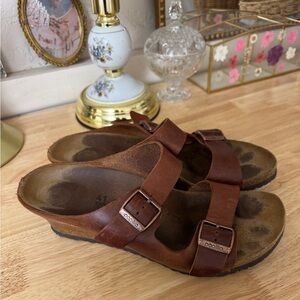 Birkenstock Papillio Emina Wedge Sandals In Brown Leather Size EU 41 US 10